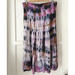 👀 Purple and Rust Tiedyed Jersey A-line Skirt